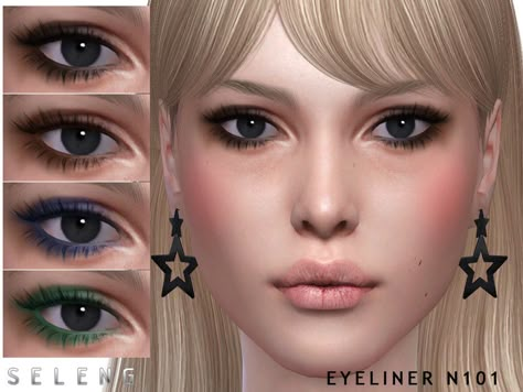 Alfa Cc Sims 4, Emo Eyeliner, Smoky Eyeliner, Sims 4 Cc Hair, Sims 4 Cc Eyes, Makeup Cc, Smokey Eyeliner, Y2k Hairstyles, Sims 4 Cc Makeup