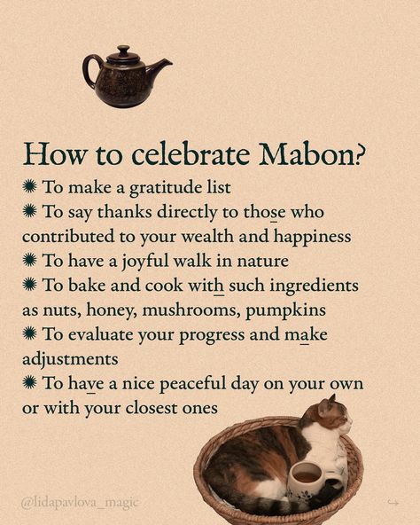 The Autumnal Equinox is traditionally the day of balance, gratitude, soft acceptance and gentle joy, slowing down and turning our focus inward… I’ll be posting more about Mabon / Autumnal Equinox (including the issue with its name, which is quite interesting!) And for now — the basics🍂🤎 Have a wonderful September 22, and all the Mabon season — that is, until October 31, when the Samhain season starts (of course, it will be wonderful as well) With love for all magical creatures, Lida @lida... Autumnal Equinox, Gratitude List, September 22, October 31, Samhain, Magical Creatures, Walking In Nature, The Basics, Gratitude