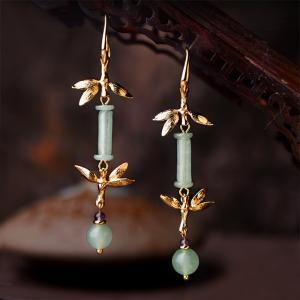 Verde Jade, Bamboo Earrings, Traditional Earrings, Jade Earrings, Tassel Drop Earrings, Jade Jewelry, Fantasy Jewelry, Online Earrings, Jade Green