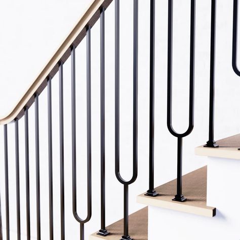 Oval Iron Baluster, Mid Century Banister Stair Railing, Metal Balusters Staircase, Split Oval Baluster, Rod Iron Stair Railing, Metal Railings Indoor, Iron Stair Balusters, درابزين السلم, Metal Stair Railing