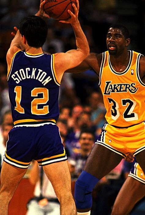 Showtime Lakers, Andre Johnson, Nba Superstars, Retro Nba, 90s Nba, John Stockton, Karl Malone, I Love Basketball, Lakers Basketball