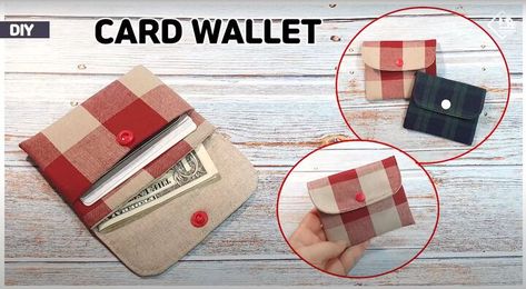 Diy Card Wallet Pattern, Diy Card Wallet, Card Wallet Diy, Card Wallet Tutorial, Tendersmile Handmade, Card Wallet Pattern, Card Holder Diy, Credit Card Pouch, Wallet Sewing Pattern