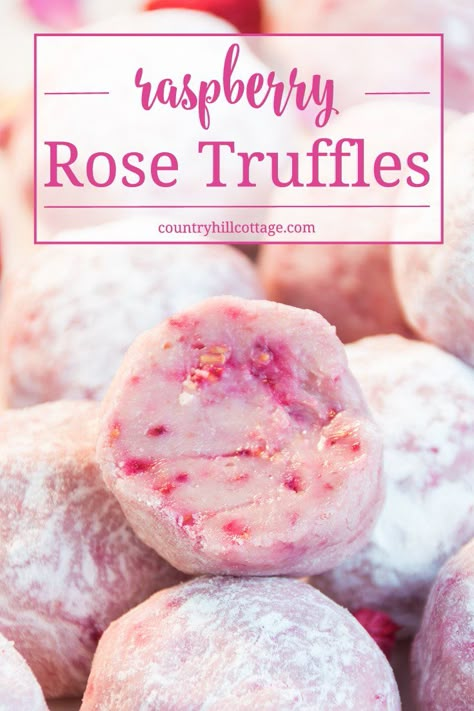 Rose Truffles, Dessert Truffles, Raspberry Rose, Freeze Dried Raspberries, Favour Boxes, Dried Raspberries, Candy Recipes Homemade, Truffle Recipe, Munnar