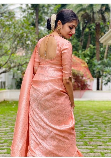 Pastel Saree, Cotton Saree Blouse Designs, New Saree Designs, Traditional Blouse Designs, Peach Colour, New Saree Blouse Designs, Cotton Saree Designs, Sari Blouse Designs, Half Saree Designs