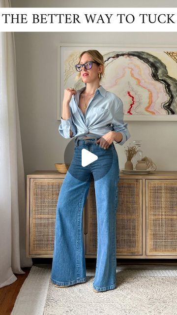 823K views · 31K likes | Liz Teich on Instagram: "The BETTER way to tuck 😜

I got so many messages about how I styled my top like this so had to share a tutorial for you guys. This is especially great with oversized shirts and even vintage/men’s shirts! Tag me if you try it—love to see it!

✨ SAVE to remember and SHARE if you think someone needs to know ✨

Shirt: @reformation 
Jeans: @andotherstories (old)
Glasses: @seeeyewear 
Necklaces: @nadrijewelry & @monicarichkosann 
Earrings: @christinacarusostyle 

#shirthack #styletips #learnoninstagram #shirttuck #reelsinstagram #outfitinspo #stylingvideo #outfitideas #howtostyle #oversizedshirt #bohostyle #lifehacks #fashiontips #stylehacks #classicstyle" How To Tuck In Oversized Shirt, Old Glasses, Reformation Jeans, Shirt Hacks, Oversized Shirts, Shirt Tucked In, Oversized Shirt, Try It, See It