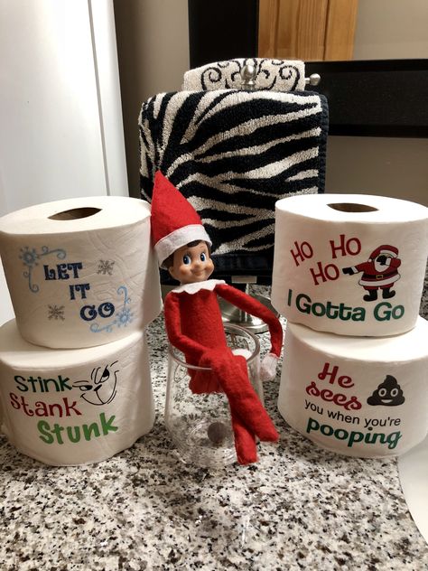 Elf on the Shelf toilet paper humor Elf On The Shelf Toilet, Toilet Paper Trees, Christmas Jokes For Kids, Shelf Toilet, Toilet Paper Humor, Easy Elf On The Shelf, Elf Ideas Easy, Easy Elf, Christmas Smell