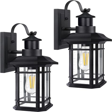 Our exterior wall lamp features a superior design with graceful lines intertwined to form a sophisticated design. This stylish look can be used anywhere, like porch, garage, front door, patio, entryway, hallway, corridor, backyard and any other indoor or outdoor place. Black Front Porch, Black Outdoor Lights, Outdoor Porch Lights, Porch Light Fixtures, Front Porch Lighting, Outdoor Wall Light Fixtures, Modern Lanterns, Exterior Light Fixtures, Porch Light