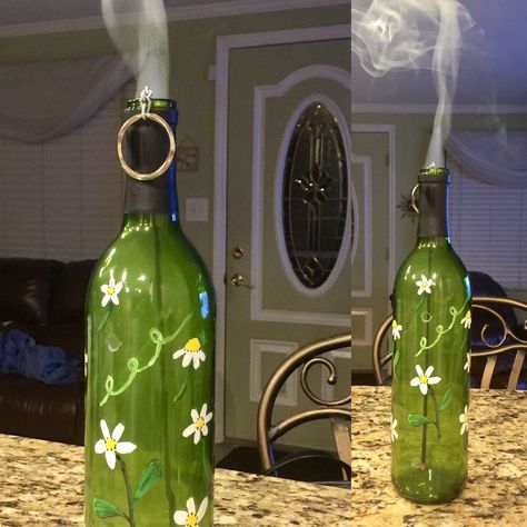 Wine Bottle Incense Burner, Bottle Incense Burner, Incense Bottle, Boho Crafts, Recycled Wine Bottle, Boho Crafts Diy, Glass Bottle Diy, Vase Glass, Wine Bottle Diy Crafts