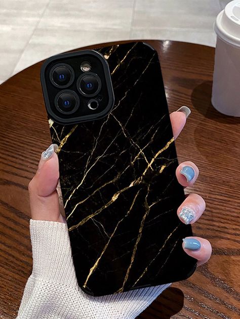 Multicolor  Collar  TPU Marble Phone Cases Embellished   Cell Phones & Accessories Black And Gold Phone Case, Mobile Cover Design, Classy Phone Cases, Diy Resin Phone Case, Gold Mobile, Gold Phone Case, Cover Mobile, Gold Iphone Case, Marble Phone Case