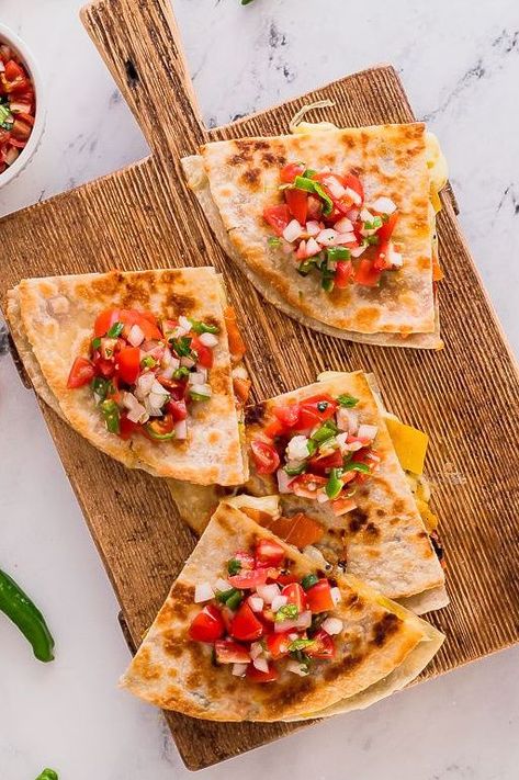 This vegetarian quesadillas recipe features roasted peppers and a unique shishito pepper pico de gallo. Try it for a fun twist on Mexican cuisine! #mexicanrecipes Pepper Quesadilla, Vegetarian Quesadillas Recipes, Shishito Pepper, Vegetarian Quesadillas, Vegetarian Taco, Vegetarian Quesadilla, Vegetarian Tacos, Healthy Mexican, Appetizer Ideas