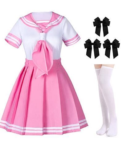 Girls Sailor Dress, Sailor Outfit, Japanese Uniform, Anime Uniform, Pink Pleated Skirt, Hello Kitty Jewelry, Anime Coloring Pages, Anime Head, Anime School