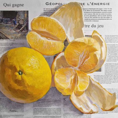 Saatchi Art is pleased to offer the painting, "Oranges," by Elena Tronina, available for purchase at $700 USD. Original Painting: Oil, Uv Protection on Panel, Newspaper. Size is 15.7 H x 15.7 W x 0.2 in. Tangerine Art, Citrus Painting, Orange Oil Painting, Newspaper Painting, Newspaper Art, Výtvarné Reference, Fruit Wall Art, Orange Painting, Orange Wall Art