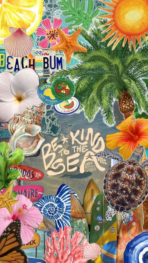 Catholic Collage, Tropical Core Aesthetic, Beachy Wallpaper, Beachy Girl, Beach Wall Collage, Collage Des Photos, Beachy Aesthetic, Wallpaper Iphone Summer, Dorm Posters