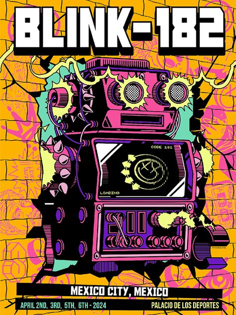 Blink 182 Poster, México City, Blink 182, Punk Rock, Graphic Design Illustration, Art Direction, Adobe Illustrator, Illustration Design, Illustration Art