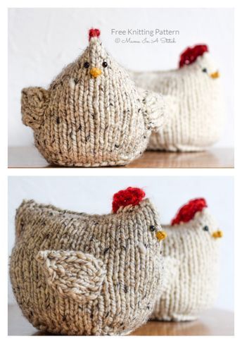 Poppy The Chicken Free Knitting Pattern Knitting Patterns Toys Free, Free Knitted Chicken Patterns, Knit Plushies Pattern, Household Knitting Projects, Chicken Knitting Pattern Free, Knit Chicken Pattern, Chicken Knitting Pattern, Bird Knitting Pattern, Emotional Support Chicken Free Pattern