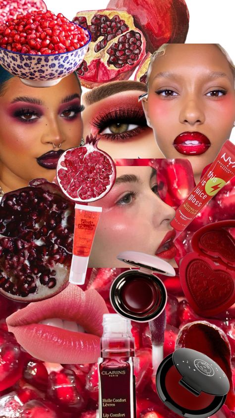 Pomegranate Makeup Pomegranate Girl, Makeup Inspo, Beauty Routines, Mardi Gras, Pomegranate, Makeup Looks, Make Up, Makeup, Beauty