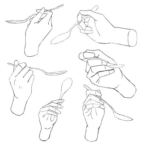 Hand Holding Spoon Drawing, Hand Holding Popsicle Reference, Holding Spoon Reference Drawing, Hand Holding Fork Drawing, Hand Holding Fork Reference, Hands Reference Holding Object, Holding Fork Reference, Hand Holding Fork, Spoon Reference