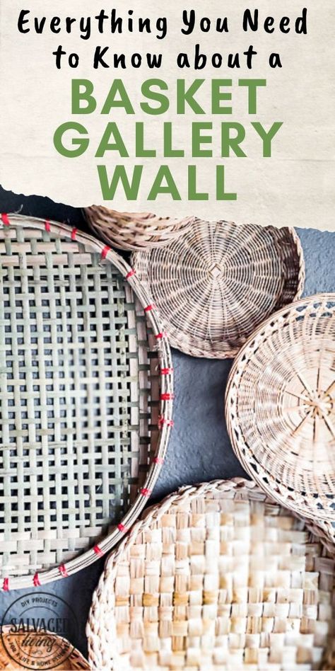 Basket Wall Ideas, Vintage Basket Wall, Basket Gallery Wall, Decorate With Baskets, Art Basket, Wall Trends, Basket Wall Art, Vintage Basket, Basket Wall Decor