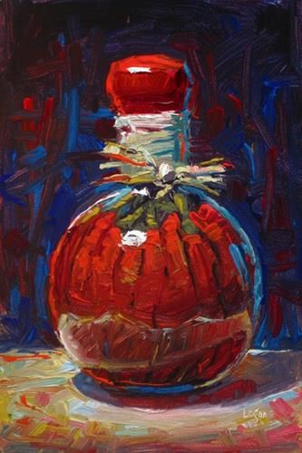 "Pikled Peppers" - Original Fine Art for Sale - © Raymond Logan Still Life Painting Vegetables, Raymond Logan, Raymond Pettibon Art, Red Pepper Painting, Vegetable Oil Painting, Colourful Paintings, Pickled Peppers, Glass Vase Oil Painting, Cute Food Art