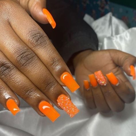 #orange #nails #nailart #nailpolish #naildesign #acrylicnails #longnails #nailideas #nailartdesigns #orangenailpolish #orangenails #baddienails Orange Nail Inspiration, Orange Acrylic Nails, Orange Nail, Acrylic Toe Nails, Colored Acrylic Nails, Work Nails, Short Square Acrylic Nails, Long Acrylic Nails Coffin, Acrylic Nails Coffin Pink