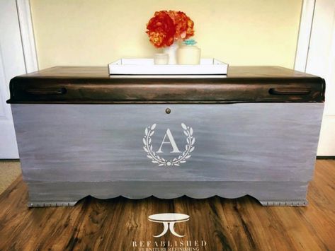 Gray Chest | General Finishes Design Center Hope Chest Makeover, Cedar Chest Redo, Painted Cedar Chest, Lane Cedar Chest, Chest Makeover, Chest Ideas, Chest Furniture, Painted Drawers, Cedar Chest