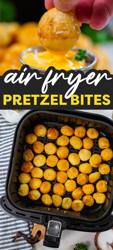 Pretzel Bites Air Fryer, Air Fryer Pretzel Bites, Air Fryer Pretzel, Frozen Pretzels, Refrigerated Pizza Dough, Party Snacks Easy, Baking Soda Water, Bagel Bites, Homemade Pretzels