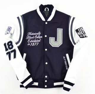 Custom Letterman Jacket, Senior Jackets, Jackson State University, Jackson State, College Jackets, Jacket Collection, Knitted Collar, Letterman Jacket, Genuine Leather Jackets