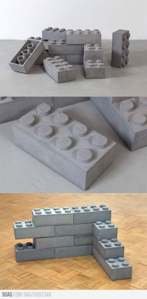 Concrete Legos: building a house just became the most excellent fun, better with alternative natural materials! Concrete Projects Diy, Unusual Sculptures, Decoration Beton, Cement Design, Cement Blocks, Cement Diy, Cement Art, Lego Blocks, Concrete Furniture