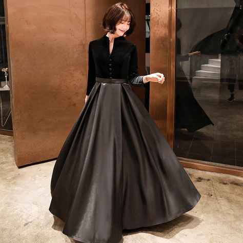 Full Sleeve Prom Dress, Fur Clothes, Maxi Frocks, Coat Collar, Black Ball Gown, Parka Vest, Evening Dress Floor Length, Prom Ball Gown, Dress Slim