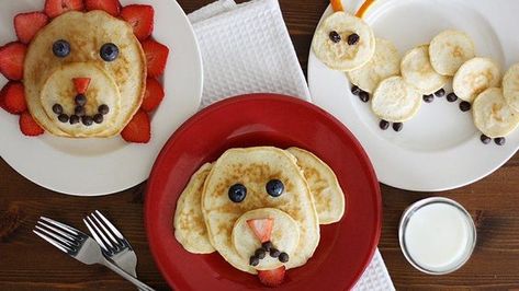 Animal Pancakes, Dessert Crepes, Fun Breakfast, Food Art For Kids, Healthy Recipes Easy Snacks, Kid Food, Healthy Snacks Easy, Kids Food, Fun Kids Food