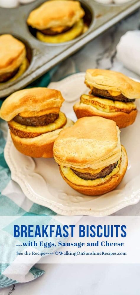 Breakfast Biscuits Sandwich, Breakfast Recipes Using Canned Biscuits, Pillsbury Frozen Biscuit Recipes, Recipe Using Canned Biscuits, Using Canned Biscuits, Breakfast Biscuit Recipe, Refrigerator Biscuits, Fast Easy Breakfast, Sausage And Eggs