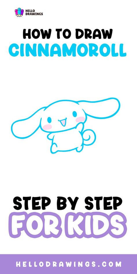 How to Draw Cinnamoroll | Simple Guide for Kids Drawing Cinnamoroll, Disney Cartoon Drawings, Cinnamoroll Drawing, Disney Characters Easy, Simple Face Drawing, Drawings Tutorials, Cartoon Drawings Disney, Cartoon Drawing Tutorial, Disney Cartoon Characters