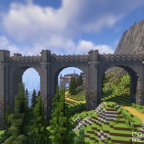 Minecraft Castle Blueprints, Minecraft Bridge, Minecraft Castle Designs, Minecraft Kingdom, Rumah Minecraft Sederhana, Minecraft Aesthetic, Minecraft Mansion, Minecraft Structures, Bangunan Minecraft