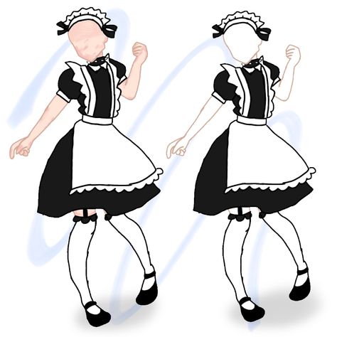 How To Draw A Maid Dress, Maid Outfit Drawing Base, Maid Drawing Reference, Gacha Maid Outfits, Maid Dress Drawing Reference, Maid Dress Drawing, Maid Outfit Drawing, Maid Drawing, Maid Dress