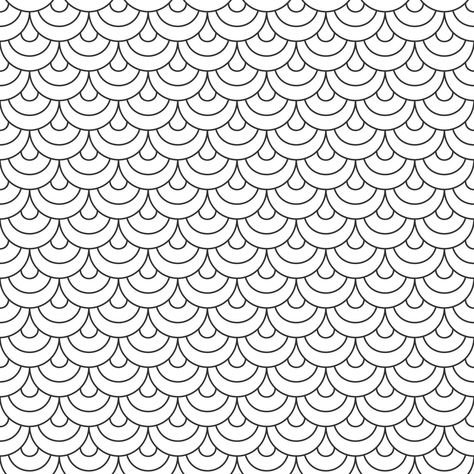 Abstract seamless fish scale pattern, black and white tile roof. Design geometric texture for print. Linear style, vector illustration Fabric Texture Pattern, Black And White Tile, Tile Roof, Geometric Texture, Fish Scale Pattern, Painted Fabric, Pattern Black And White, Fish Vector, Hand Painted Fabric