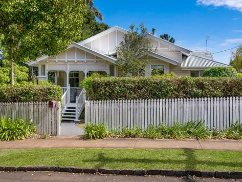 49 Hume Street, North Toowoomba, Qld 4350 - House for Sale - realestate.com.au Country Farmhouse Exterior, Colorbond Roof, Queenslander House, Weatherboard House, Shale Grey, White Exterior Houses, Roof Paint, Contemporary Exterior, Brick Exterior House