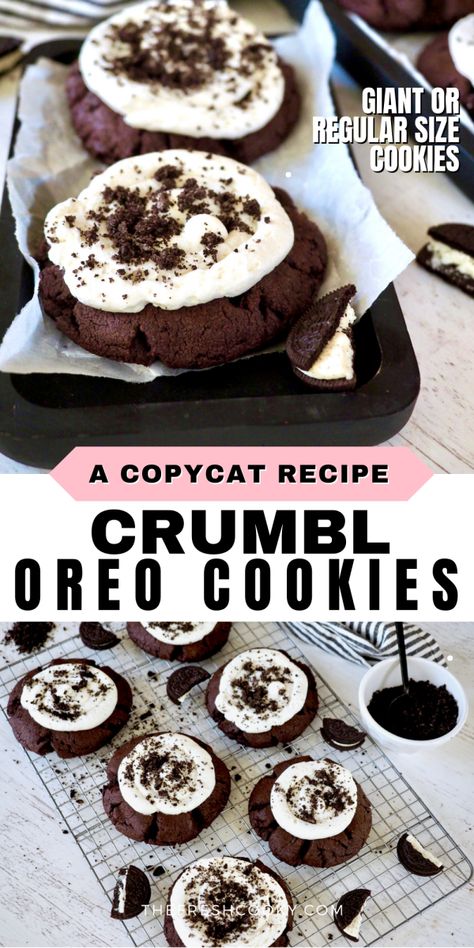 Oreo Baking Crumbs Recipe, Crumbl Chocolate Cake Cookie, Gluten Free Crumble Cookies, Oreo Crumb Recipes, Homemade Crumble Cookies, Gourmet Cookies Homemade, Oreo Crumble Cookies, Crumble Cookie Recipes, Chocolate Crumble Cookies