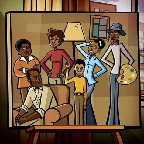 Need this in a wall in my house.  Love Good Times Good Times Tv Show, Black Comics, Black Tv, Black Cartoon Characters, Black Art Painting, Hip Hop Art, Dope Cartoon Art, Black Artwork, Black Cartoon