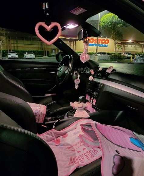 Hello Kitty Interior Car, Toyota Corolla Decor, Car Decorations Interior Hello Kitty, Kpop Car Accessories, Hello Kitty Car Decor, Sanrio Car Accessories, Hello Kitty Car Interior, Kawaii Car Interior, Pink Car Decor