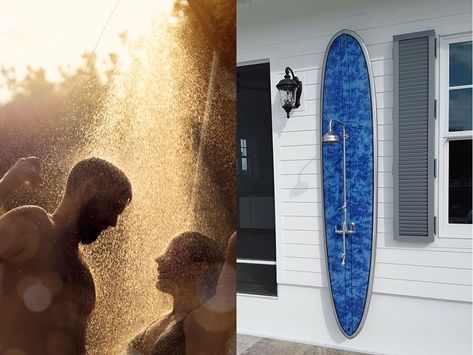 Build Your Own Surfboard Outdoor Shower - Outdoor Shower Company Outdoor Shower Ideas, Rock Tile, Shower Outdoor, Make Your Own Story, Play Garden, Outdoor Showers, Shower Time, Surf Board, Outdoor Shower