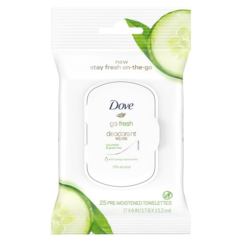 Dove Go Fresh Cucumber & Green Tea Deodorant Wipes Deodorant Wipes, Foot Detox Soak, Cucumber Green Tea, Concert Bag, Dove Go Fresh, Cucumber Scent, Penyimpanan Makeup, Dove Deodorant, Body Wipes