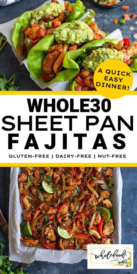 Whole30 Sheet Pan Fajitas Freezer Meals Whole 30, Family Friendly Clean Eating Meals, Paleo And Aip Recipes, Whole 30 Lunch Prep, Aip Lunch Recipes Easy, Whole 30 For Kids, Whole 30 Kid Friendly, Anti Inflammation Dinner, Dairy Free Freezer Meals