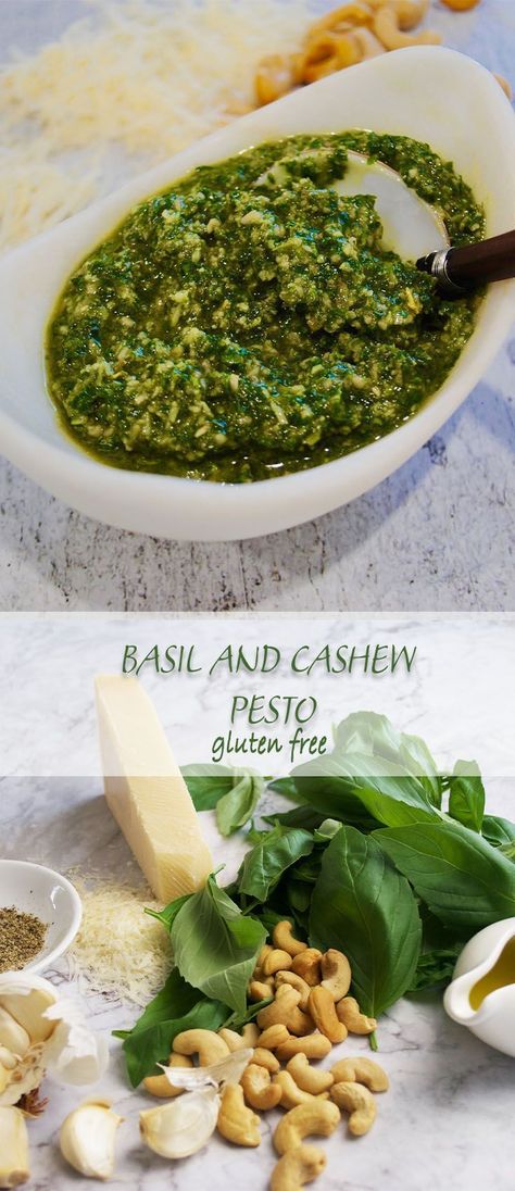 Basil and cashew pesto is full of summer fragrance, bright green basil leaves whizzed up with toasted cashew nuts and garlic in seconds to make this perfumed pesto, fabulous served with pasta, chicken, fish or crackers the list goes on. Pesto Basil, Cashew Pesto, Gluten Free Pesto, Steamed Veggies, Pasta Chicken, Summer Fragrance, Pesto Recipe, Grilled Fish, Pesto Sauce