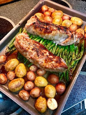 Rita's Recipes: Hoisin Glazed Pork Tenderloin Sheet Pan Dinner Tenderloin Sheet Pan Dinner, Pork Tenderloin Sheet Pan Dinner, Recipes With Hoisin Sauce, Sheet Pan Pork Tenderloin, Sheet Pan Pork, Sheet Pan Supper, Rita Recipe, Glazed Pork Tenderloin, Easy Sheet Pan Dinner