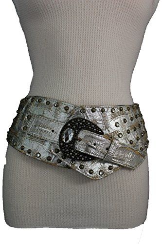 Trendy Fashion Jewelry Women Wide Western Fashion Belt Big Buckle Rhinestones Studs L Metallic Silver Beach Style Furniture, Modern Japanese Fashion, Amazing India, Womens Belt, Western Buckles, Belt Fashion, Women's Belts, Hip Belt, Trendy Fashion Jewelry