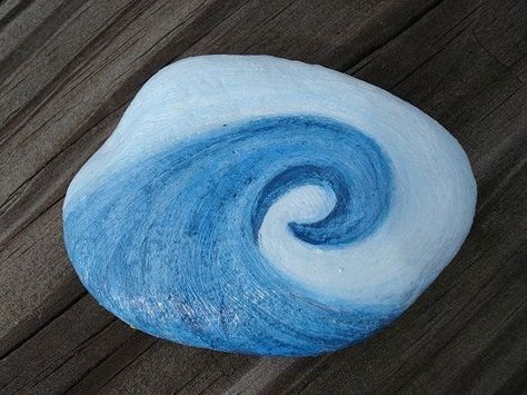 Wave Rock, Wave Beach, Ride The Wave, Rock Painting Patterns, Wave Painting, Beach Rocks, Painting Rocks, Pebble Stone, Paint Rock