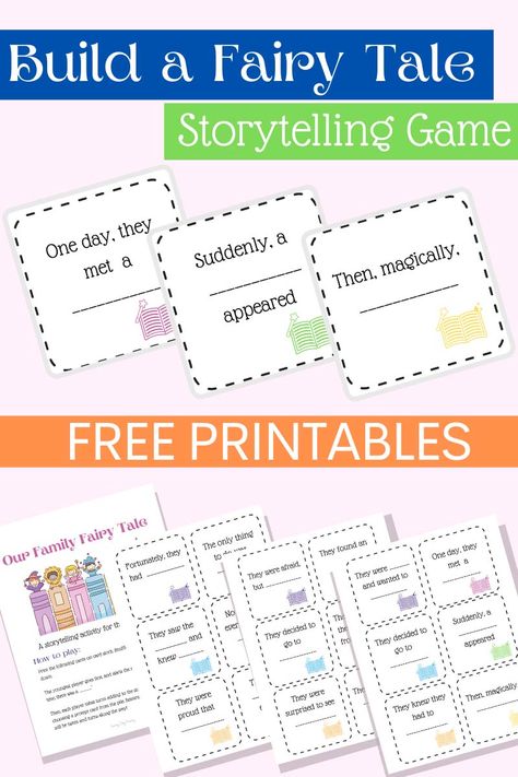 A fun fairy tale storytelling game for the whole family! Perfect for a homeschool fairy tale unit too. Get creative and create your own fairy tale with this fun FREE printable game. Roll A Fairy Tale, Kindergarten Fairy Tale Activities, Fairy Tale Games, Fairy Tale Literacy Activities, Fairy Tale Steam Activities, Writing A Fairy Tale, Fairy Tale Math Activities, Forest Homeschooling, Fairy Tale Lesson Plans