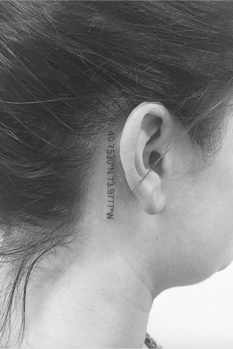 Tiny Behind-the-Ear Tattoo Ideas Teen Tattoos, Tiny Tattoo Ideas, Tiny Finger Tattoos, Behind Ear Tattoos, Tiny Wrist Tattoos, Date Tattoos, Neck Tattoos Women, Text Tattoo, Cute Tiny Tattoos