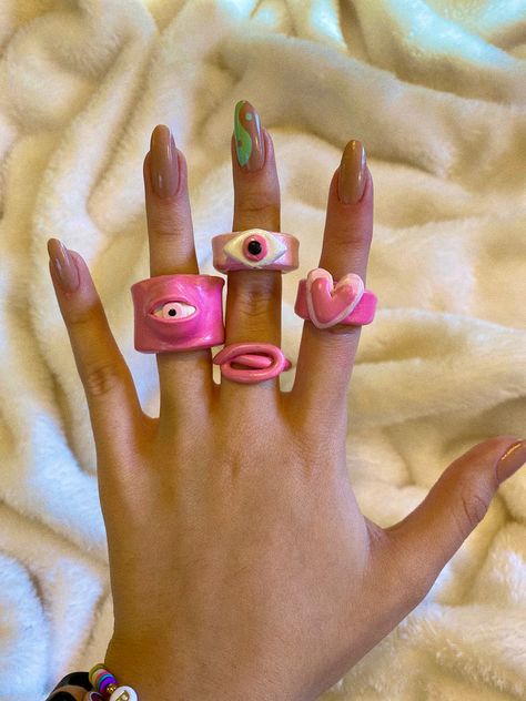 Clay Rings, Trendy Rings, Trendy Ring, Diy Rings, Diy Clay, Clay Projects, Air Dry Clay, Clay Jewelry, Clay Crafts