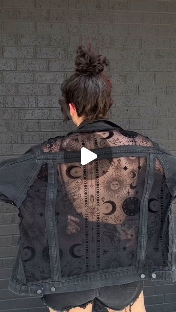 Custom WearHouse on Instagram: "Mesh X Denim Jacket 🪄🌜 by @dragondenim  . What do you think of this rework? Would you wear this denim jacket?  . . . #reworkedclothing #reworked #reworkedvintage #diyfashion #witchaesthetic #esoteric #blackdenim #witchyvibes #denimfashion #denimstyle #denim #denimjacket" Diy Jacket Refashion, Reworked Denim Jacket, Reworked Clothing, W.i.t.c.h Aesthetic, Diy Jacket, Reworked Vintage, Altered Couture, Witchy Vibes, Sewing Tips